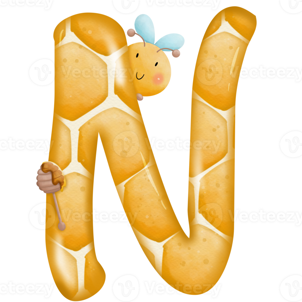 Alphabets honey watercolor clip art png