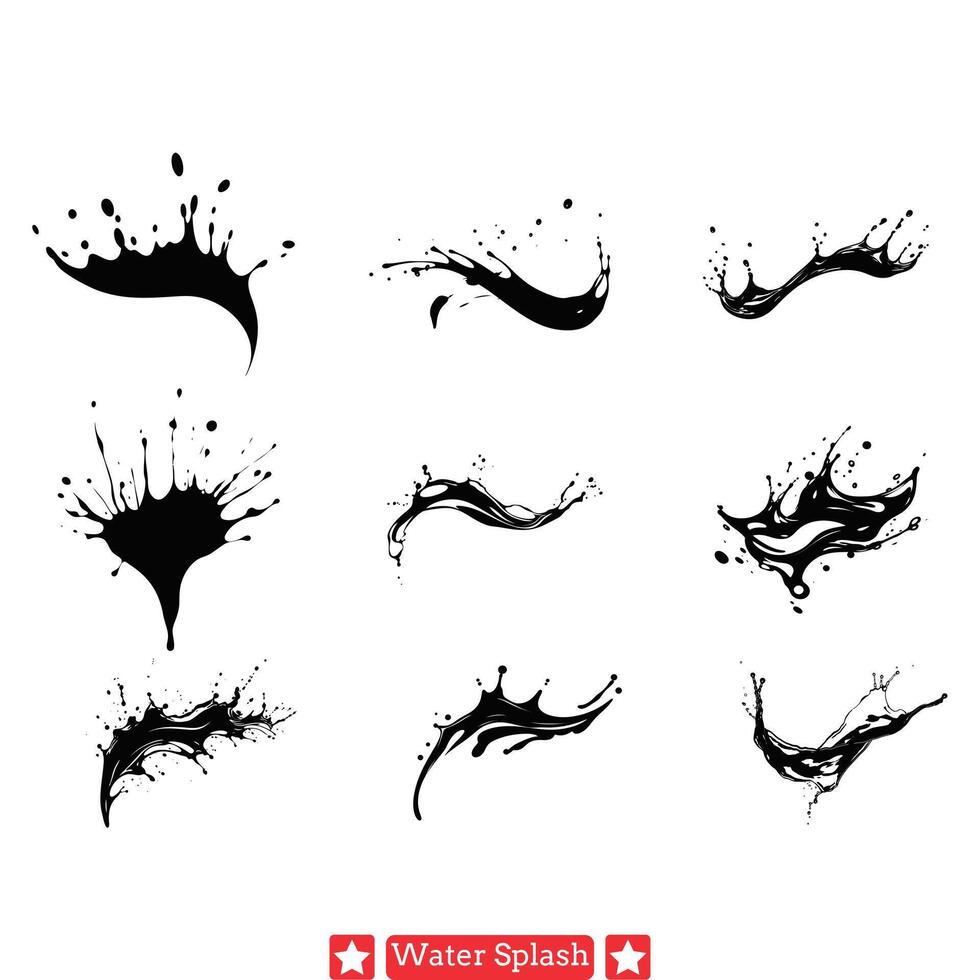 Ripple Effect Enchanting Water Splash Silhouette Set vector