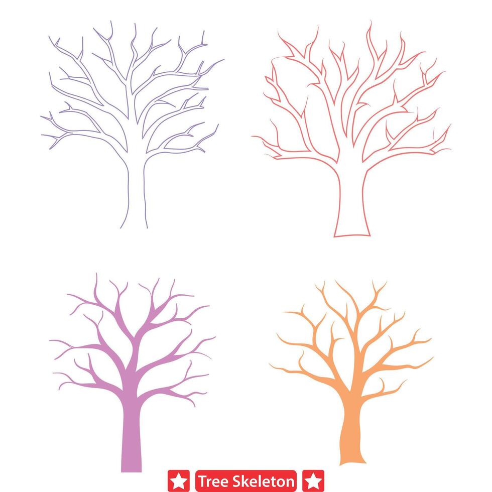 Ethereal Grove Enigmatic Tree Skeleton Set vector