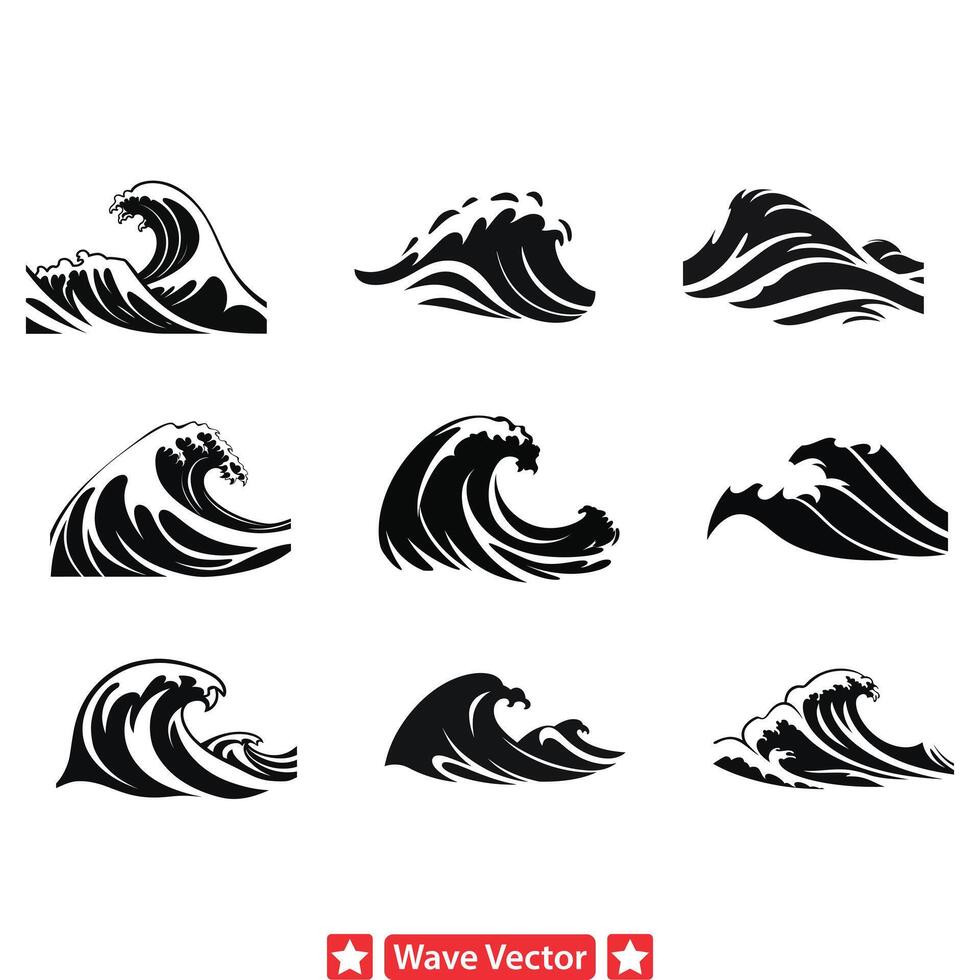 Wave Whispers Subtle Silhouettes for Delicate Designs vector