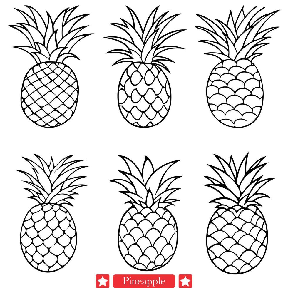 Golden Glow Luxurious Pineapple Silhouette Radiating Summertime Charm vector