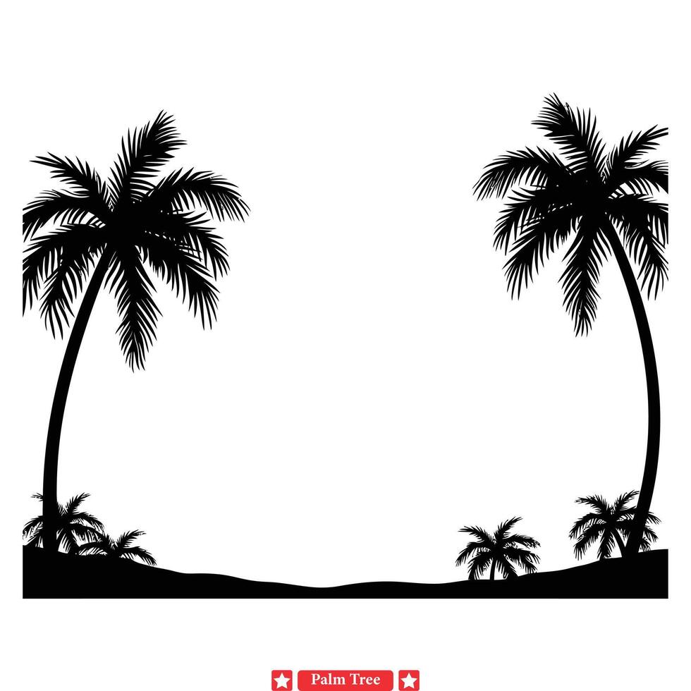 tropical oasis sumergirse tú mismo en el belleza de palma árbol silueta Arte para diseño inspiración. vector