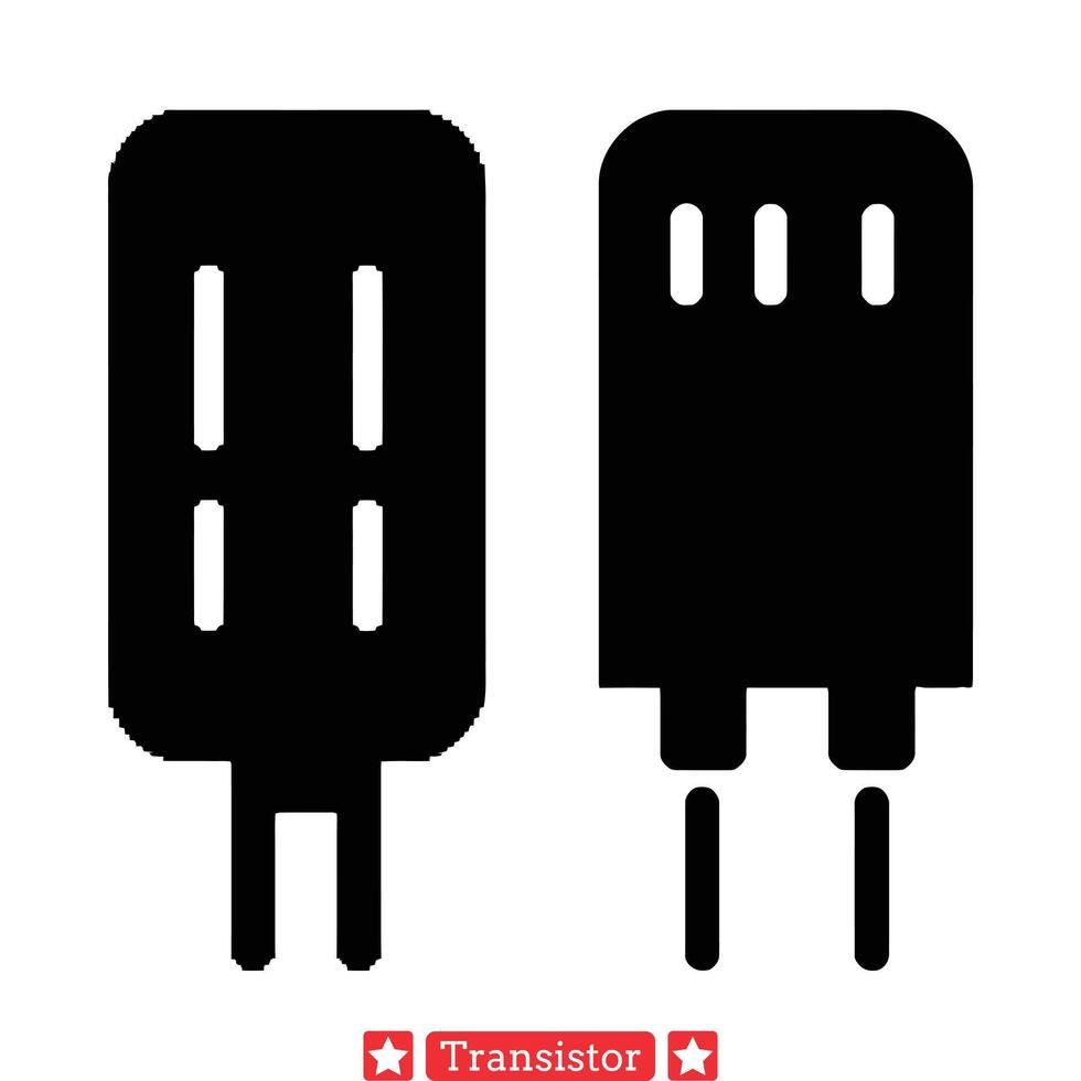 electrónico transistor íconos silueta paquete para circuitería ilustraciones y tecnología conceptos vector