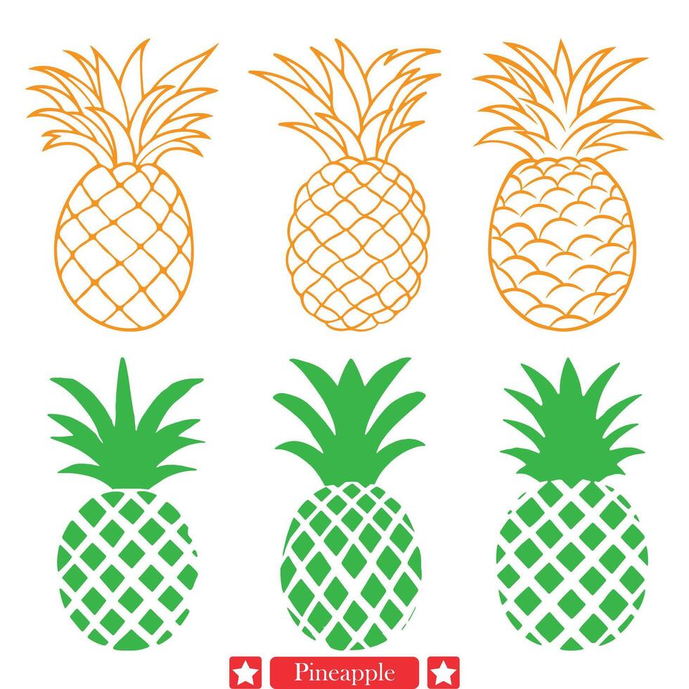 Sunny Delight Enchanting Pineapple Silhouette for Bright Artistry vector