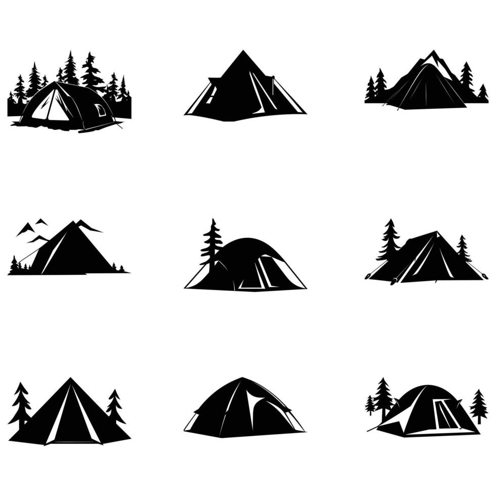 Pitch Perfect Diverse Tent Set for Outdoor Expeditions vector