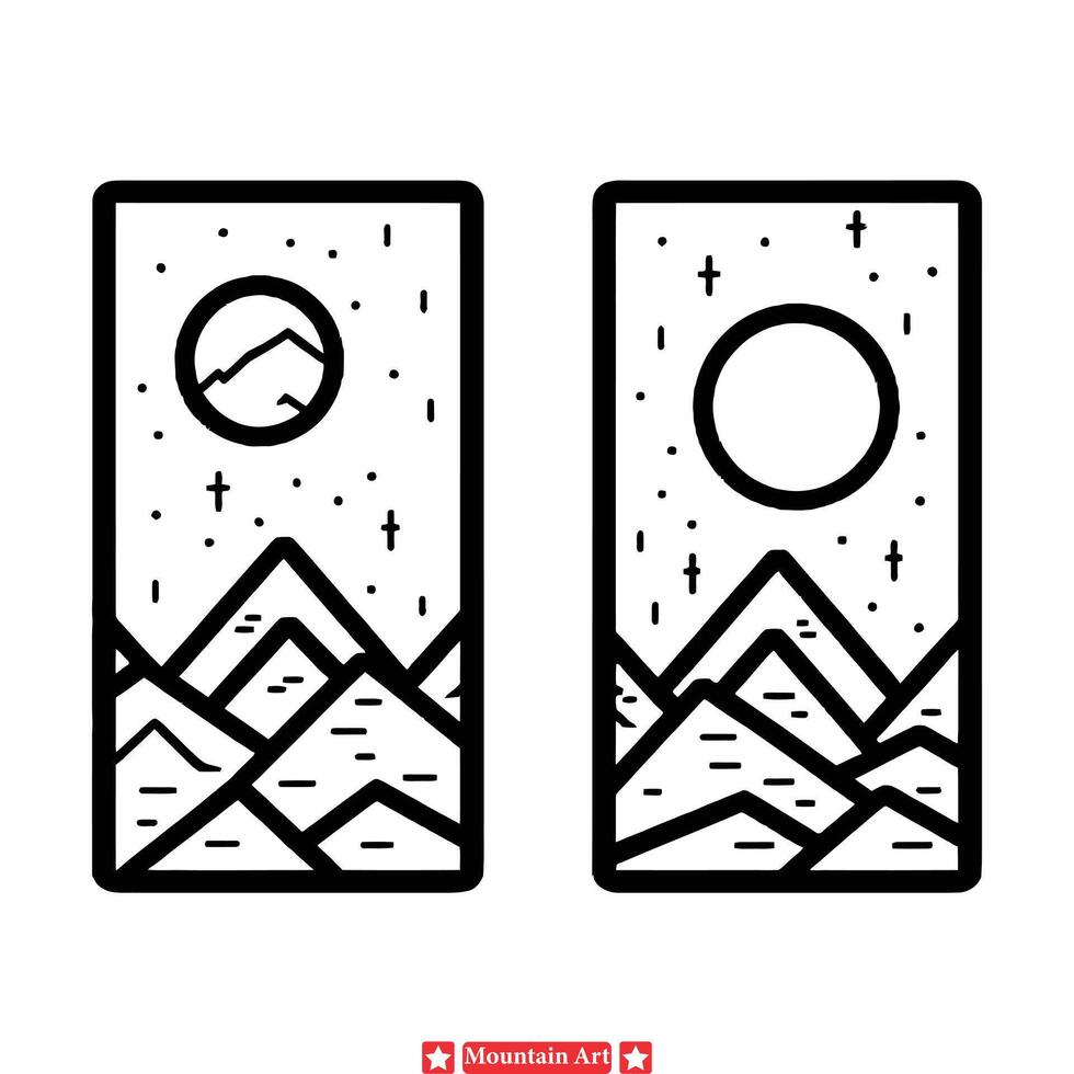 alpino aventuras dinámica montaña paisaje ilustraciones para diseñadores vector