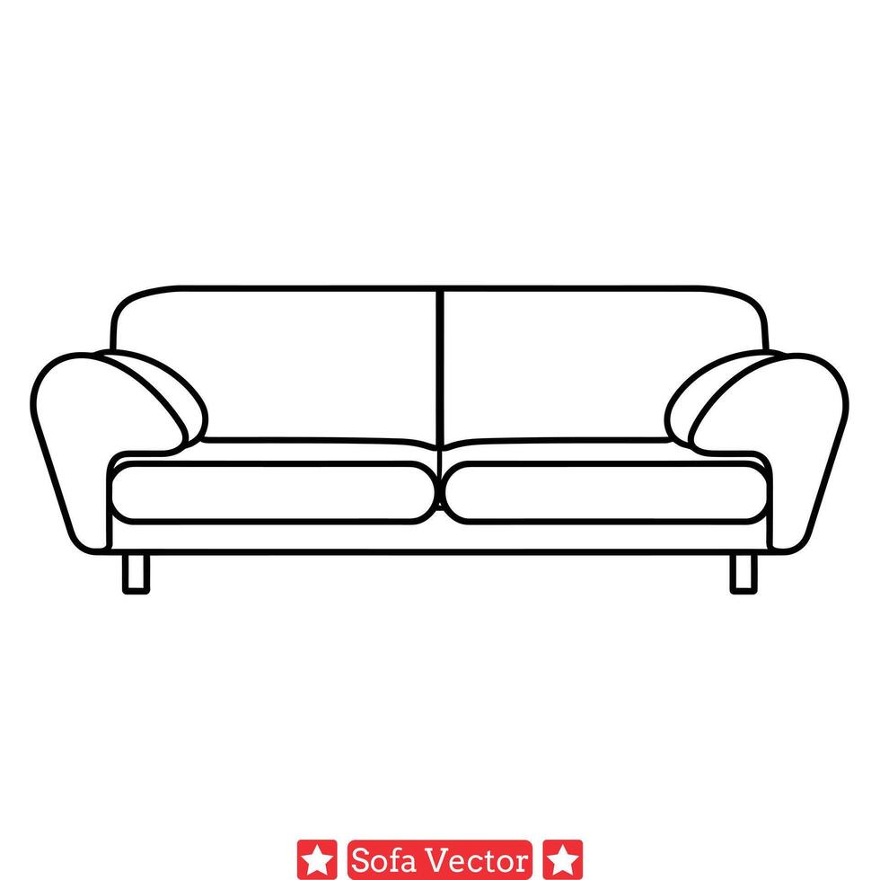 elegante sofá contorno conjunto de moda mueble siluetas para de moda interior decoración temas vector