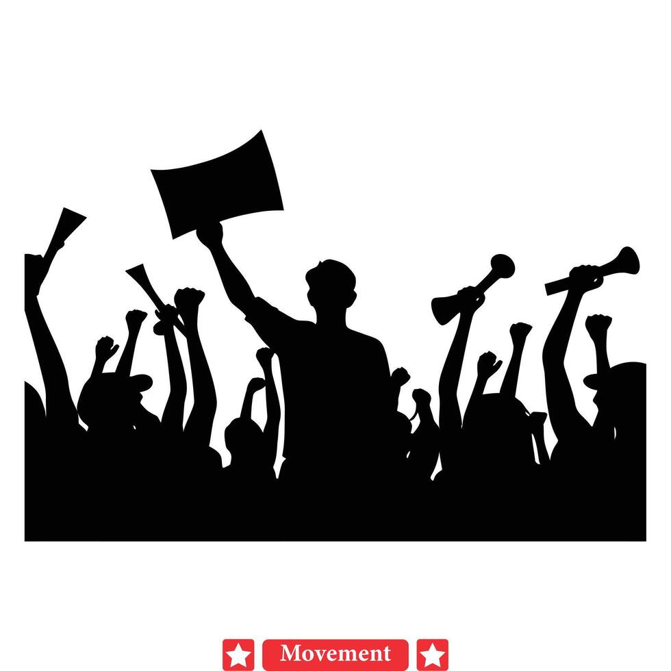 Pioneers of Change Evocative Political Movement Silhouettes Leading Towards Justice vector