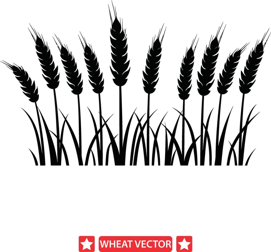 Fields of Serenity Inspiring Wheat Silhouettes vector