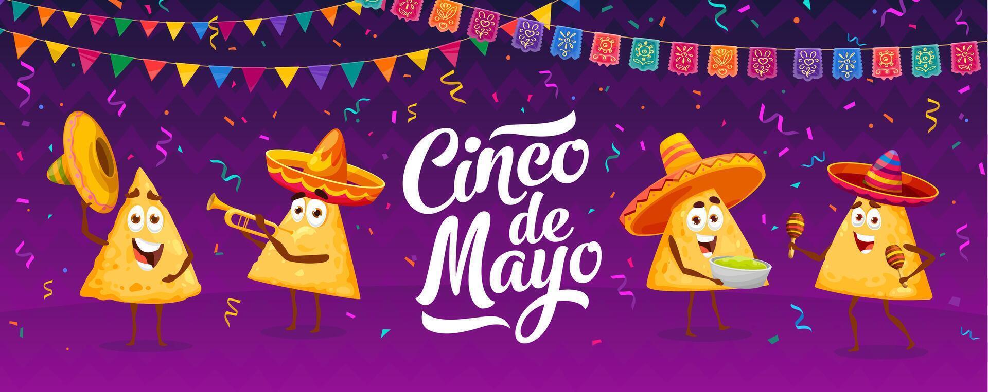 cinco Delaware mayonesa día festivo, mexicano nachos en etapa vector