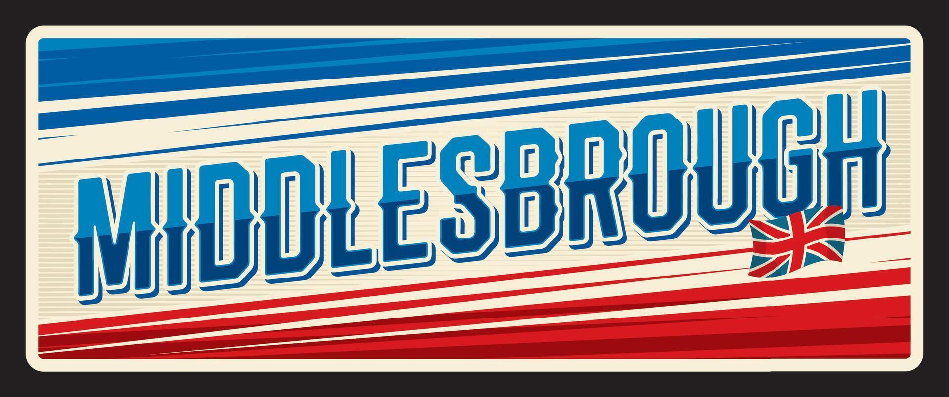 Middlesbrough town UK retro travel sticker vector