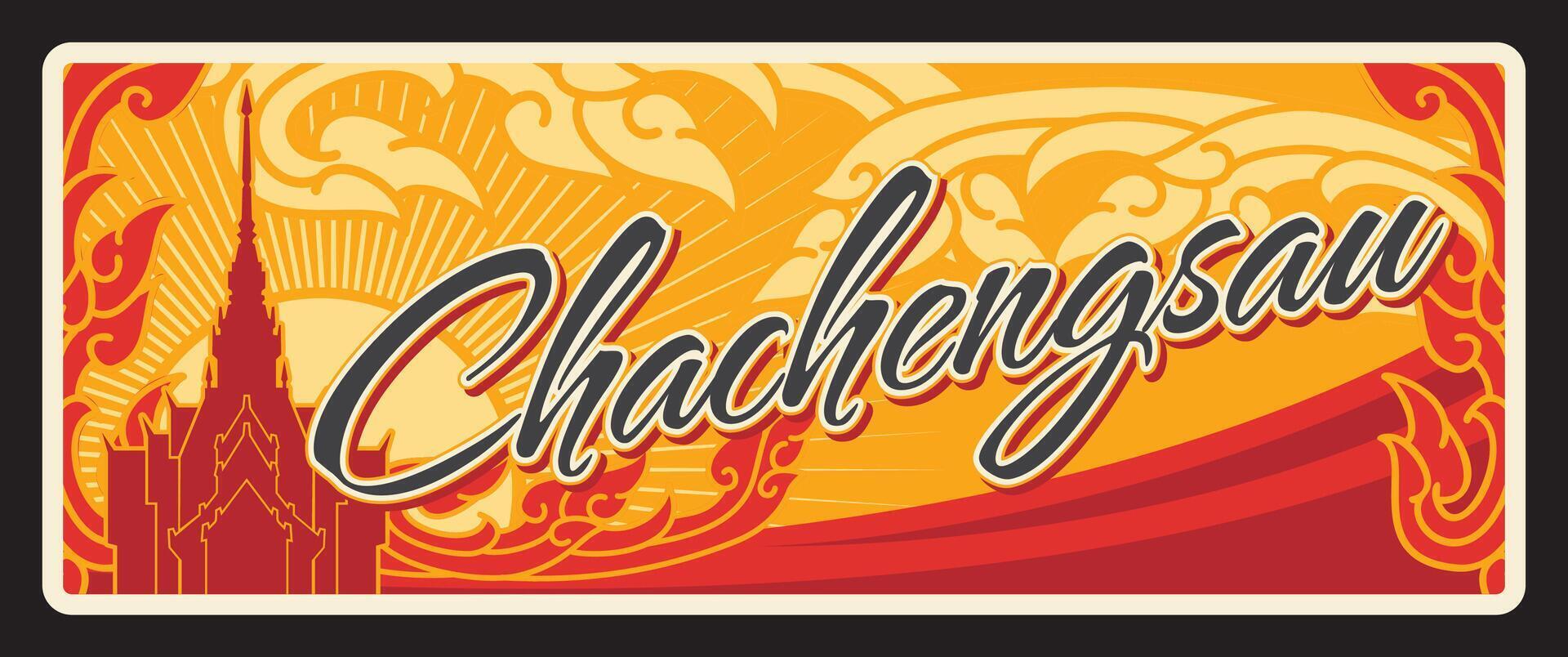 Chachoengsao Thailand province retro travel plate vector