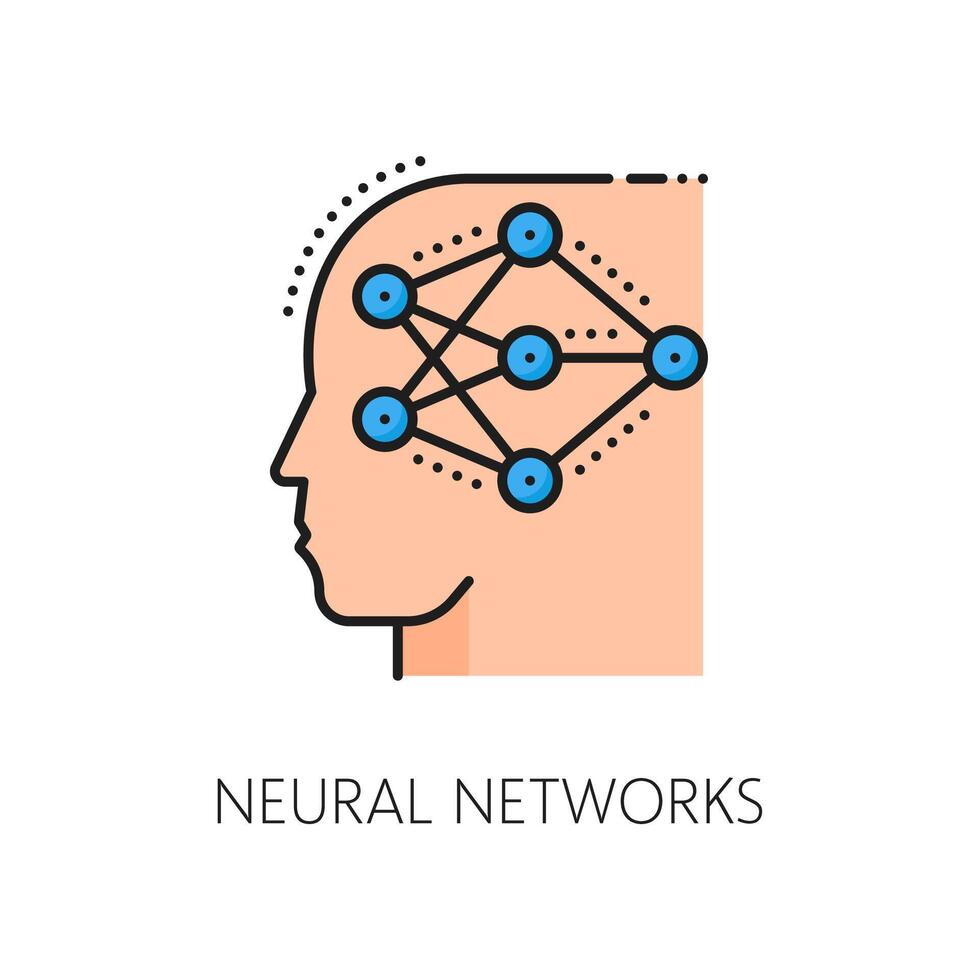 Neural networks icon, AI artificial intelligence vector