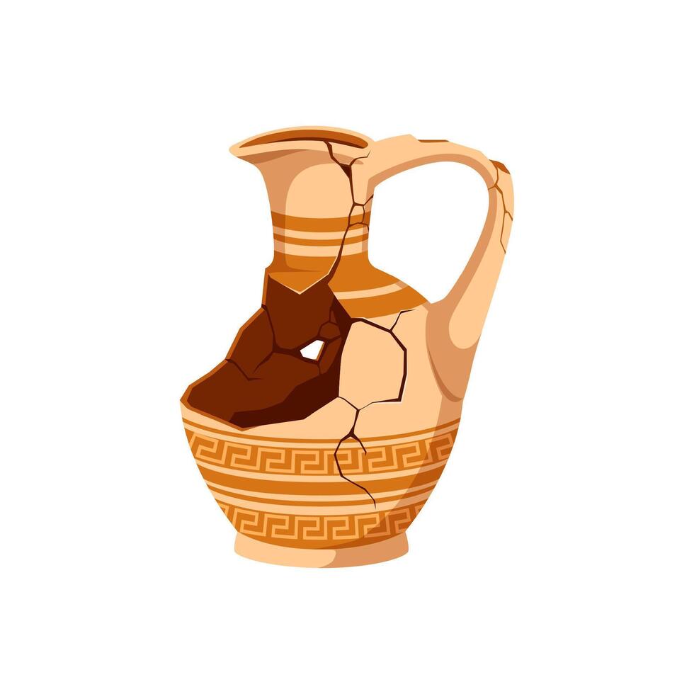 Ancient broken pottery, greek or roman pitcher vector