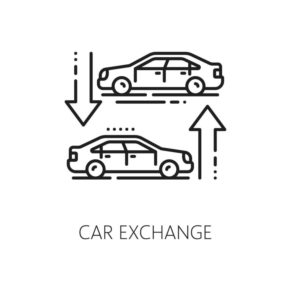 Car exchange company or dealership linear icon vector