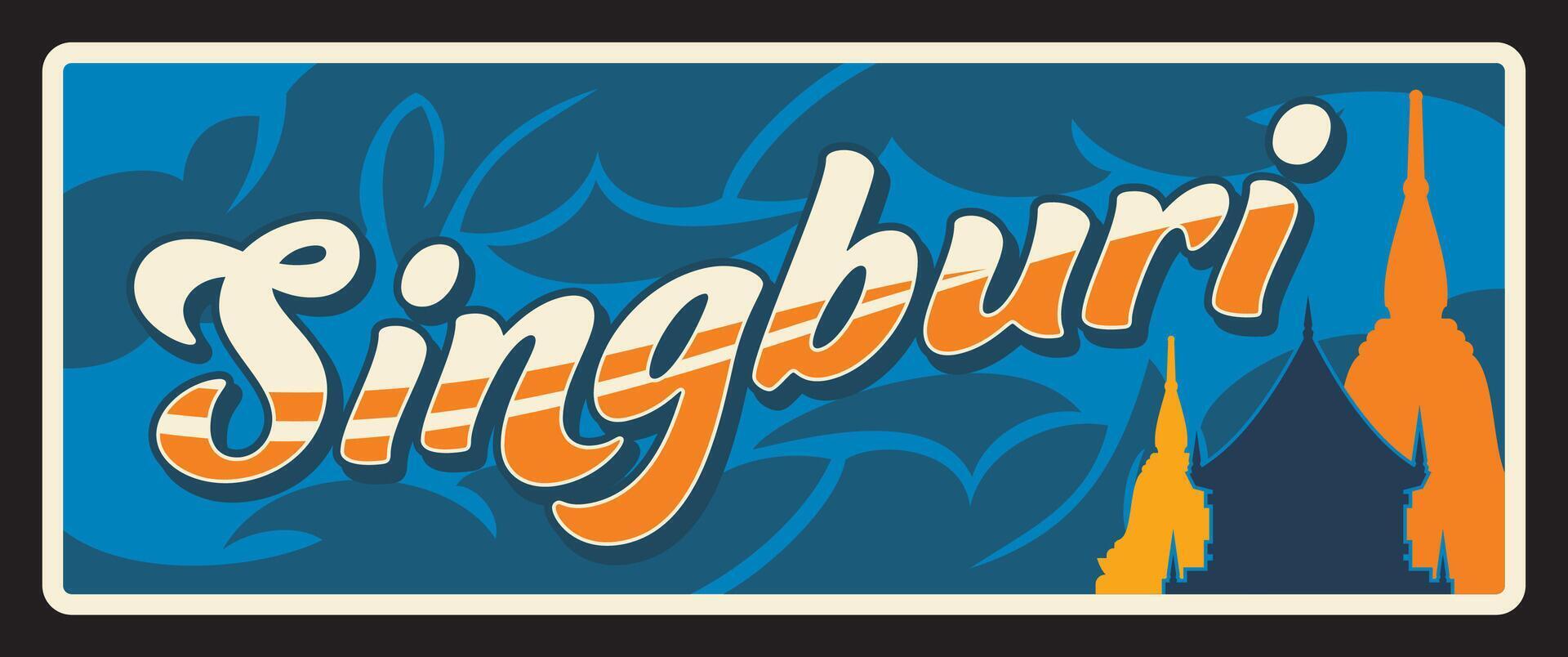 Singburi province Thailand changwat travel plate vector