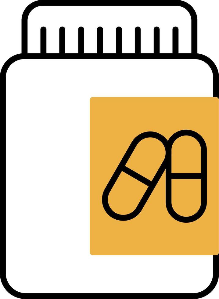 Pill Skined Filled Icon vector