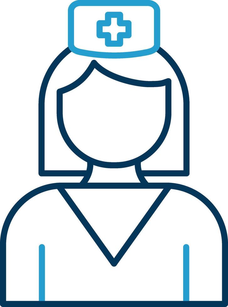 Nurse Line Blue Two Color Icon vector