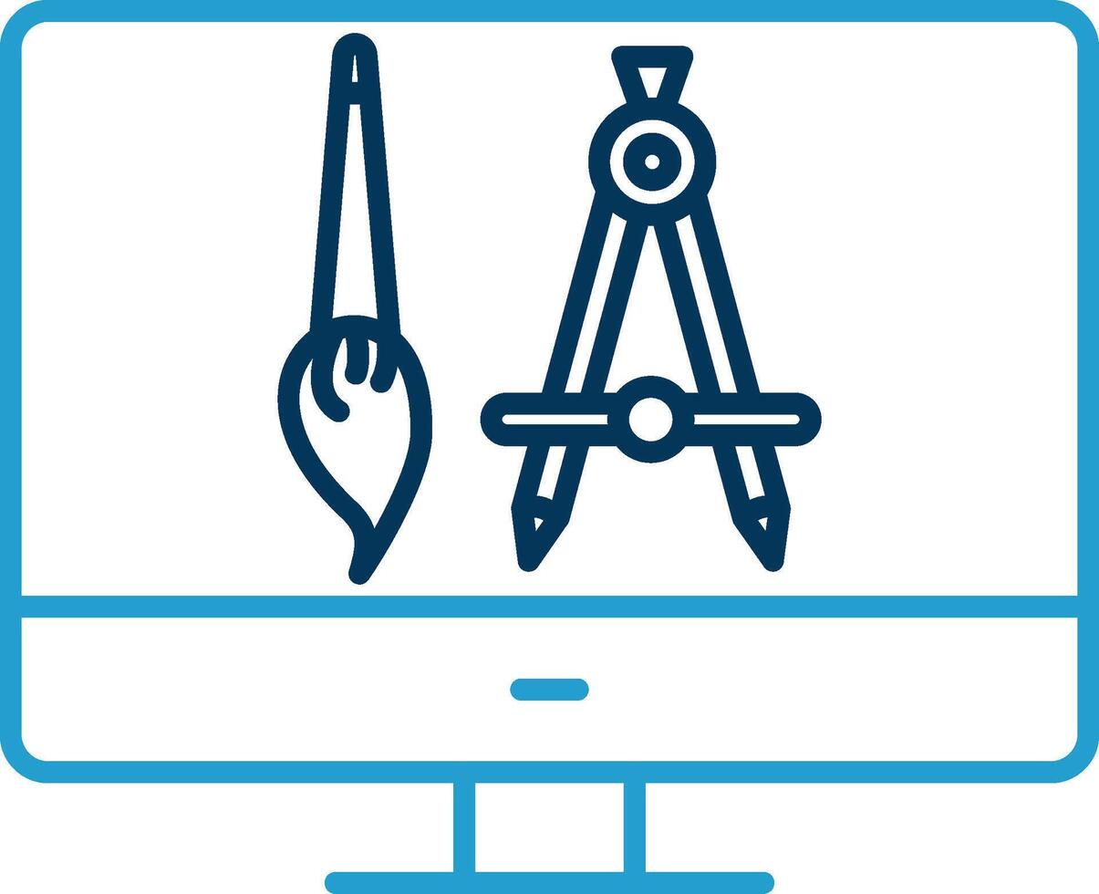 Compass Line Blue Two Color Icon vector