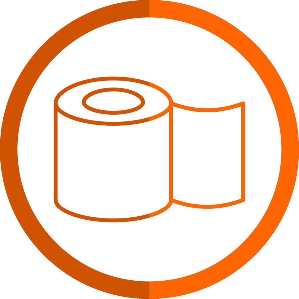 pañuelo de papel rodar línea naranja circulo icono vector