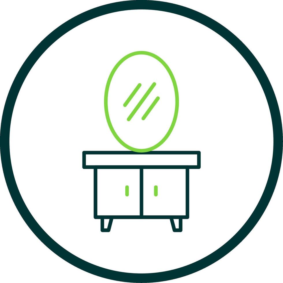 Dressing Table Line Circle Icon vector