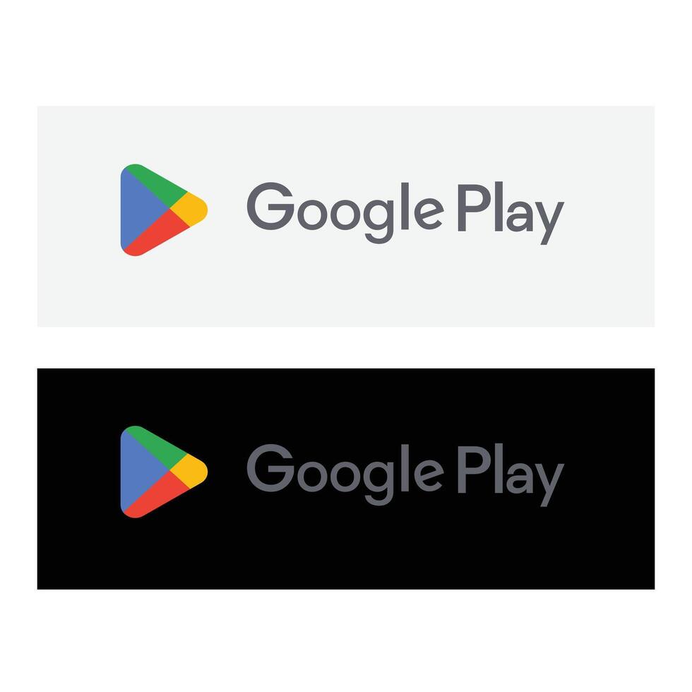 Google play vector icon in color style with black and white background option