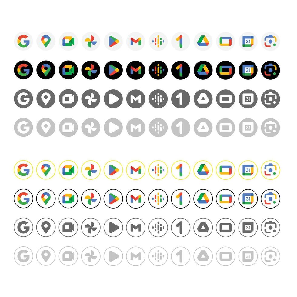 vector actualizado y lleno google aplicaciones íconos logos conjunto