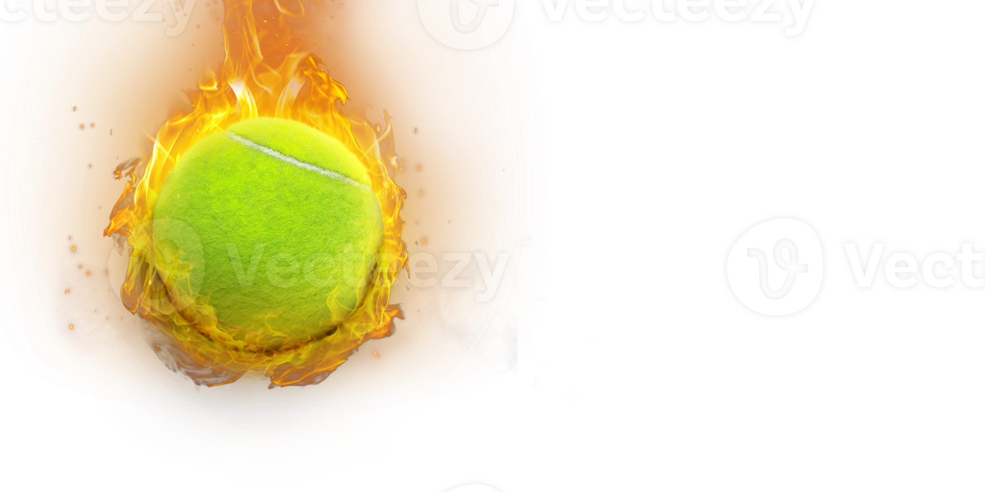 tenis pelota en fuego transparente png