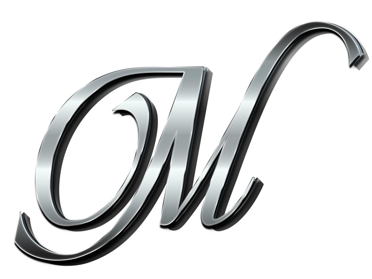 Letter M Metallic effect Calligraphic Style png