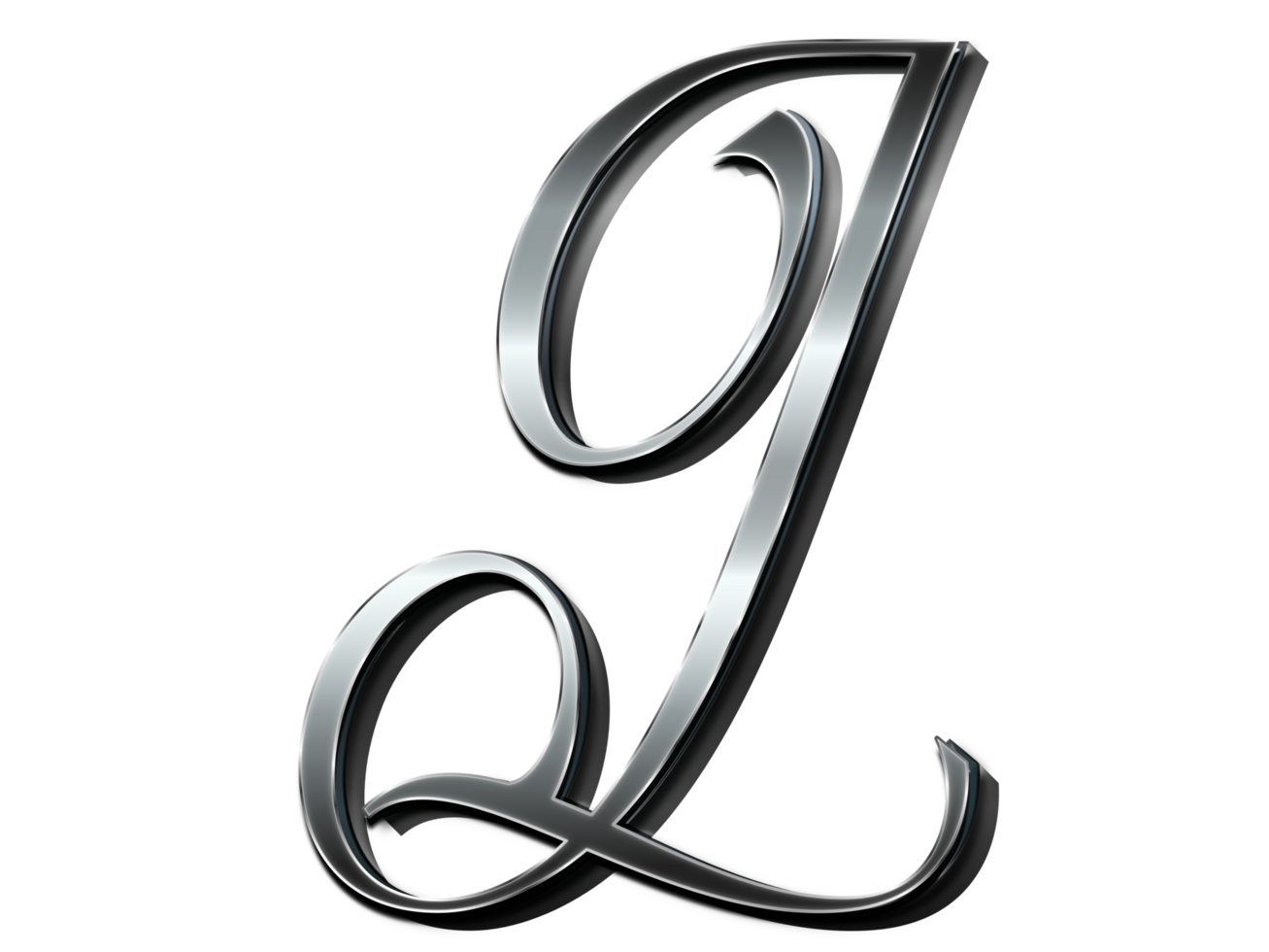 Letter L Metallic Effect Calligraphic Style png