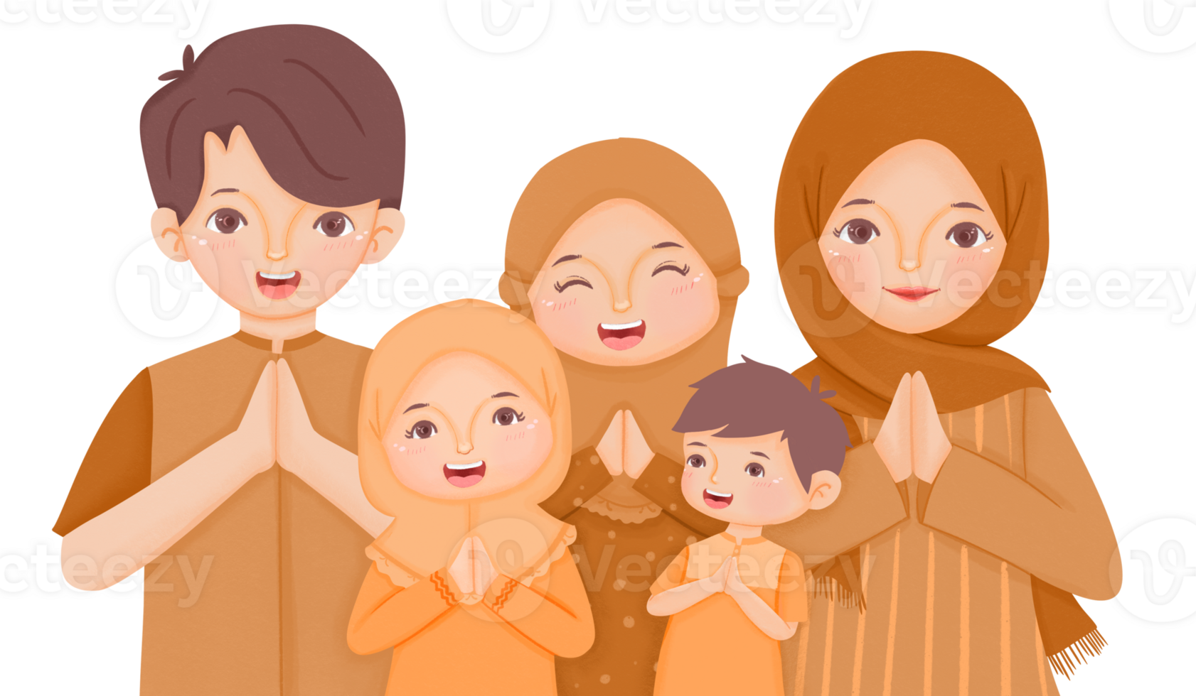 Muslim Family Greeting Eid Mubarak png