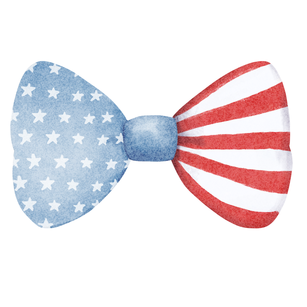 Red satin bow tie isolated perfect for holiday celebrations and gifts in independence day of america, watercolorm handdraw png