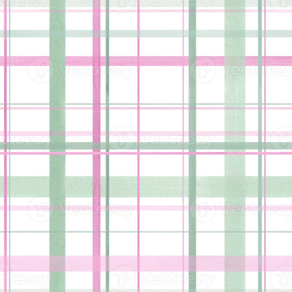 Gingham aufwendig im Pastell- Farbe. nahtlos kariert Muster von Tartan Textur. Rosa, Grün Plaid. Bürste Schlaganfall gestreift. Aquarell Illustration zum Frühling Textil, Paket png