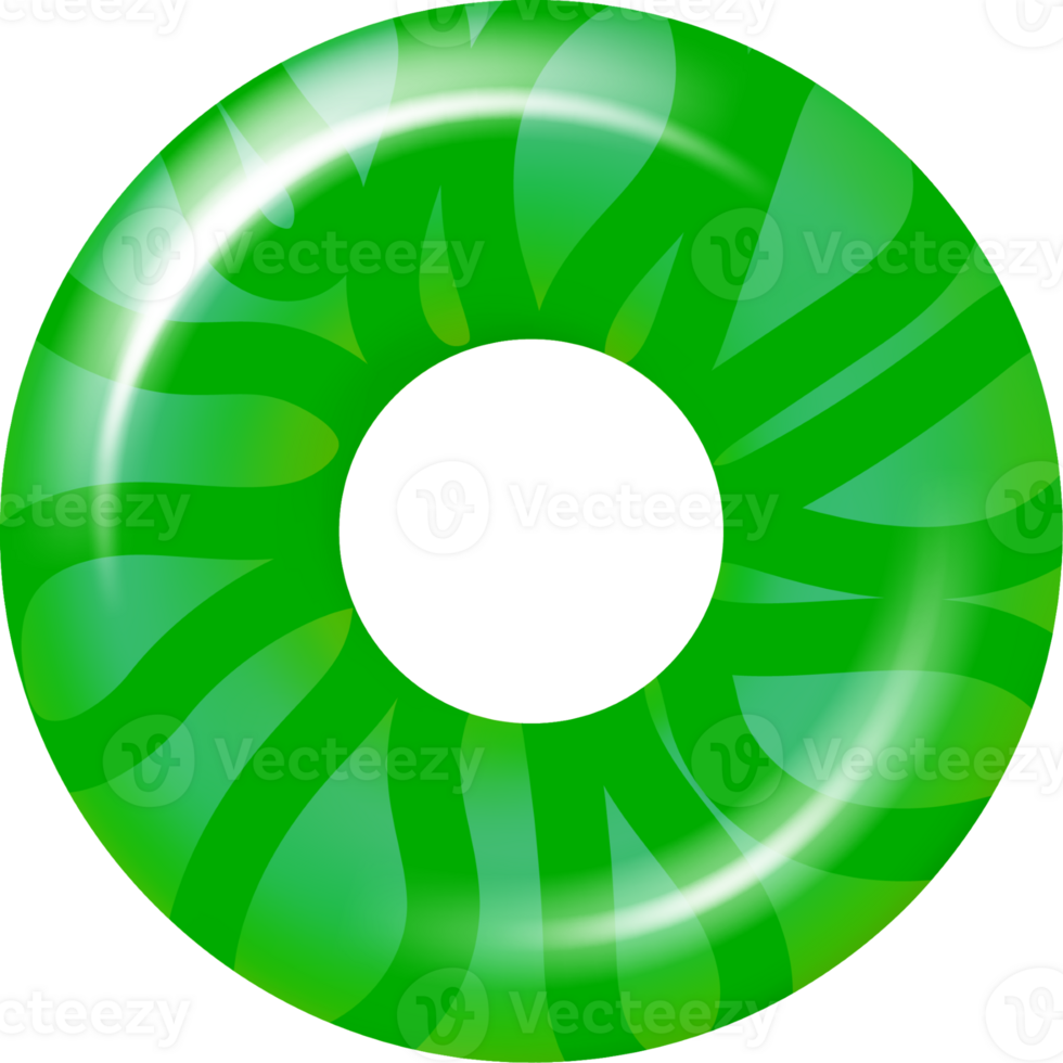 Realistic green swimming ring isolated on transparent background. Summer inflatable ring. Summertime element png