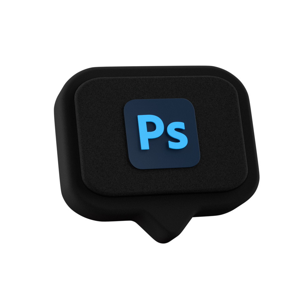 3d discours bulle objet avec Photoshop logo, sur transparent Contexte png