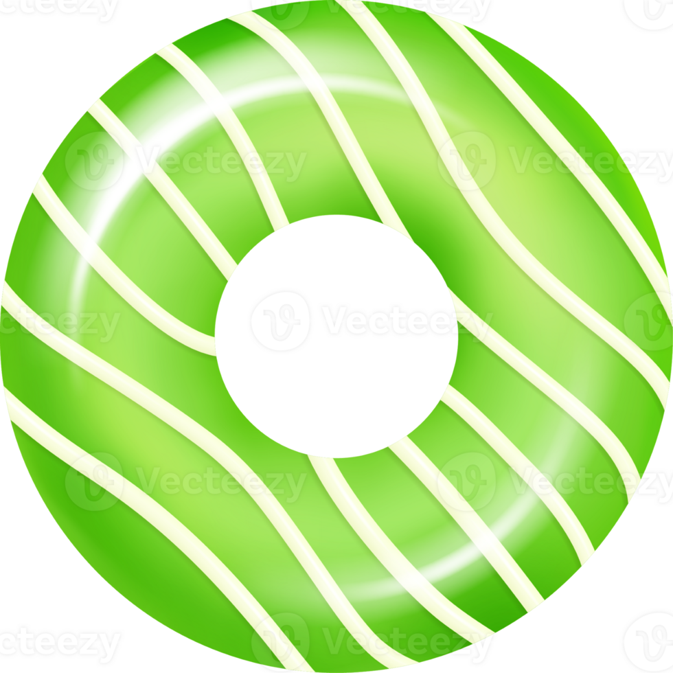 Realistic green donut swimming ring isolated on transparent background. Summer inflatable ring. Summertime element png