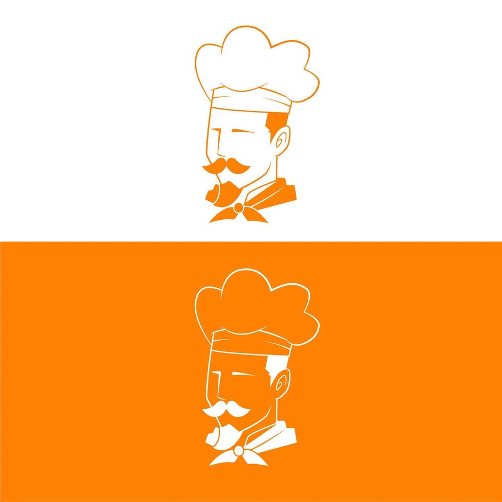 Headchef moustache logo concept logo vector