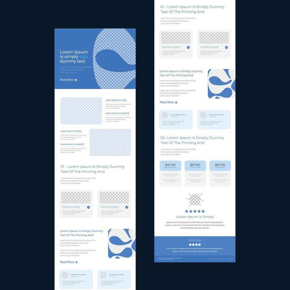 Modern business Landing page Template l Landing page wireframe design for business. One page website layout template. Modern responsive design. vector