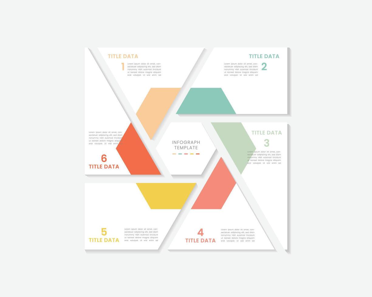hexagon process infographic design with 6 steps colorful style for presentation purpose.Line step infographic can be used for business and marketing Pro vector
