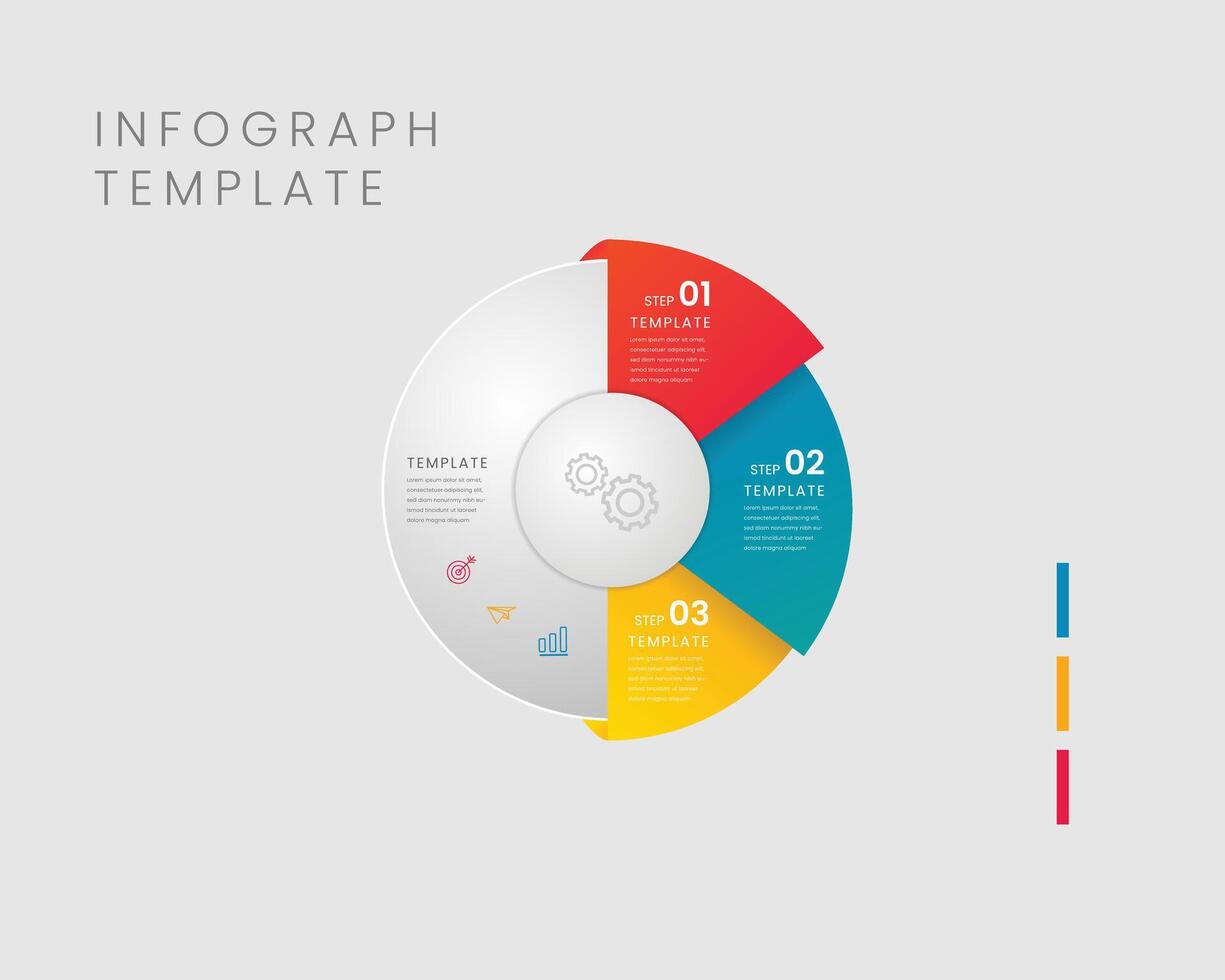 Infographics circle timeline with 3 number data template. illustration abstract background. Pro vector