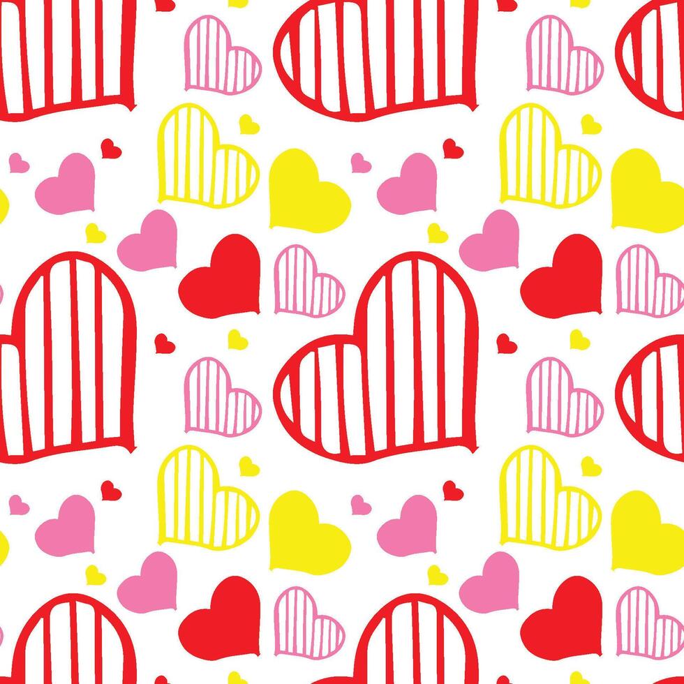 Multi-color Valentine's Day pattern set. Heart, seamless coordinating designs vector