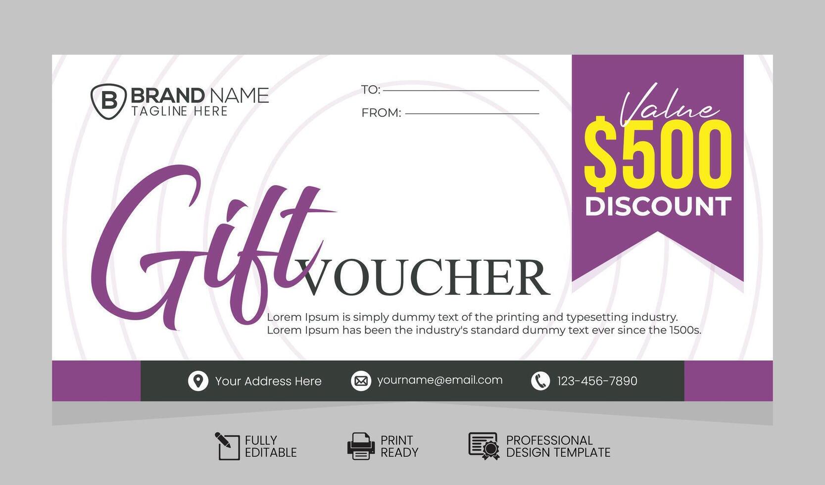 Discount Gift Voucher Design For Promotional Template for Sale Offers, Sale Promotion Gift Voucher Template vector