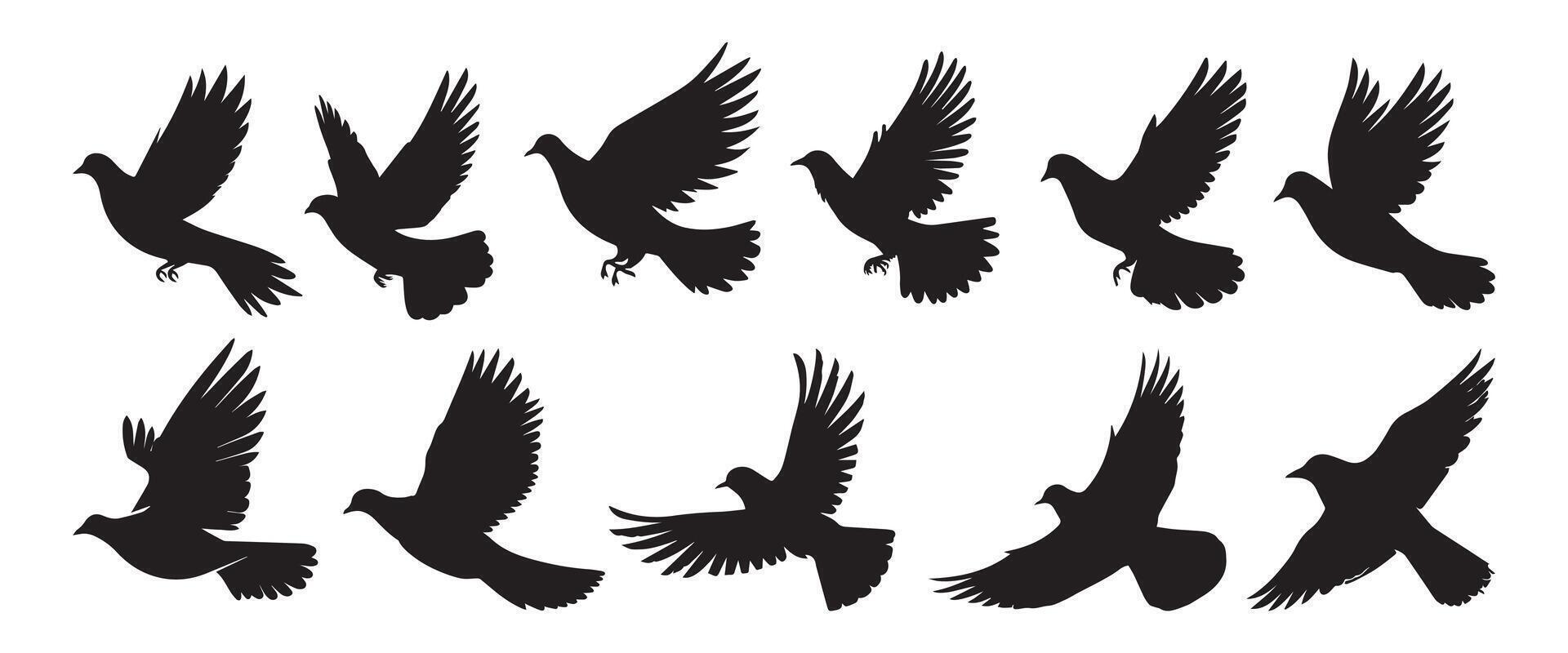 Abstract Dove Flying Icons Pack Design Template vector