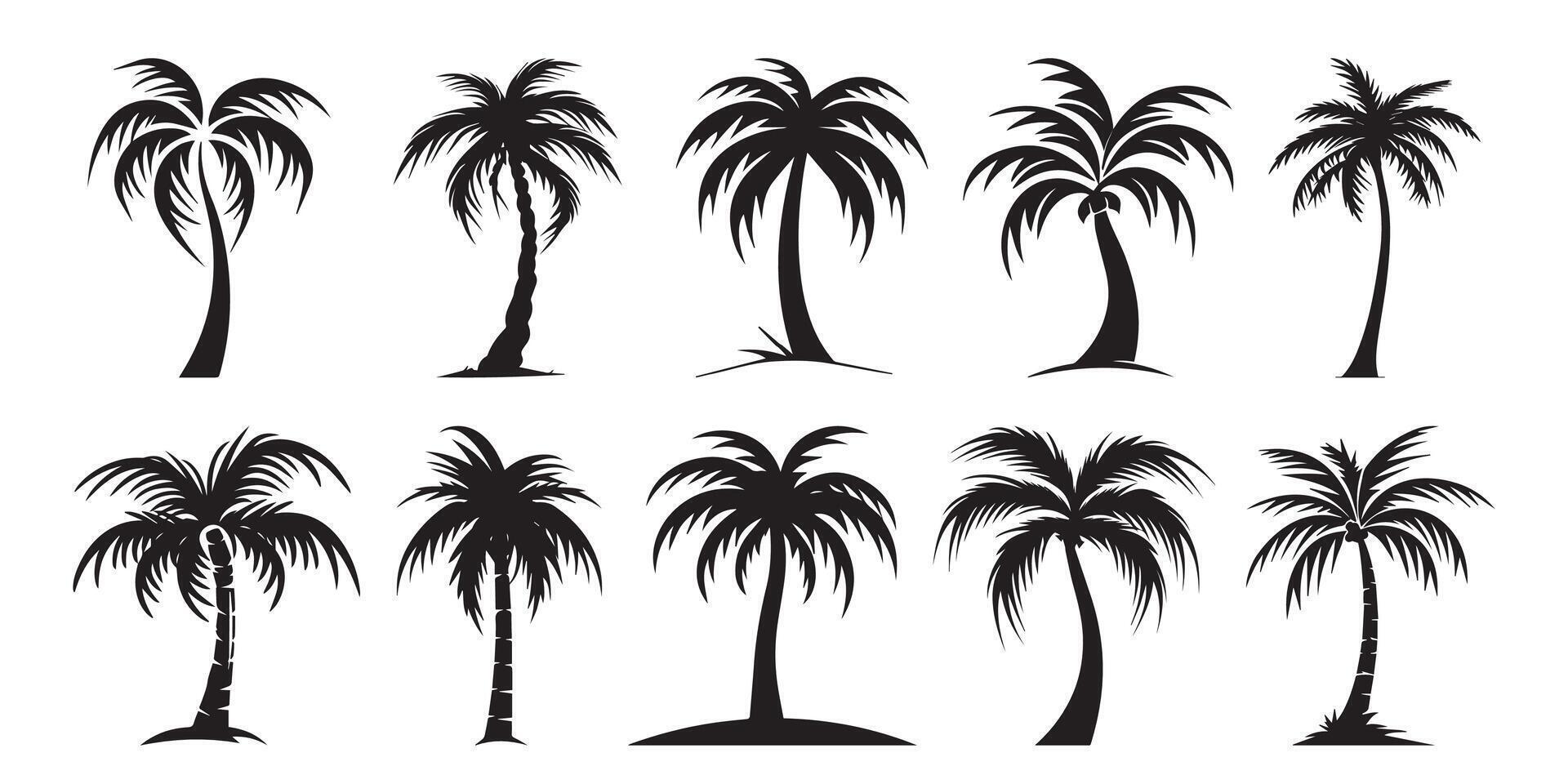 Abstract Palm Tree Icons Pack Design Template vector