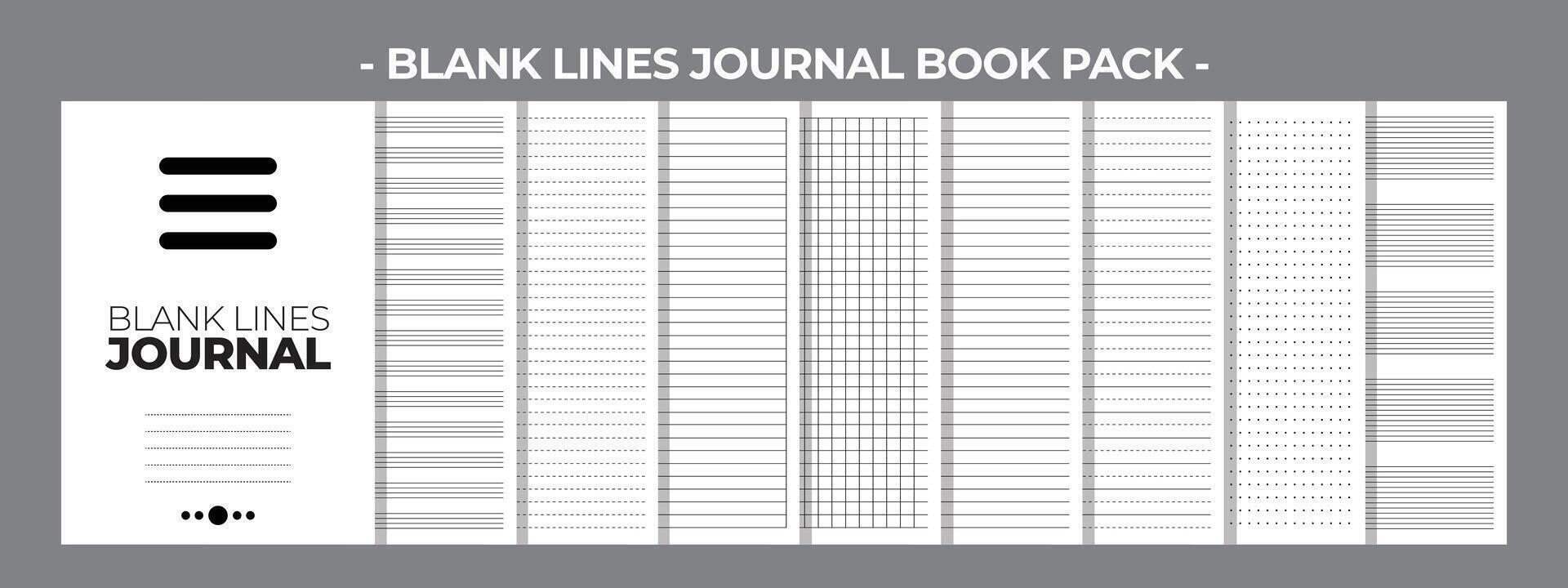 Printable KDP Blank Lines Journal Book Design Template vector
