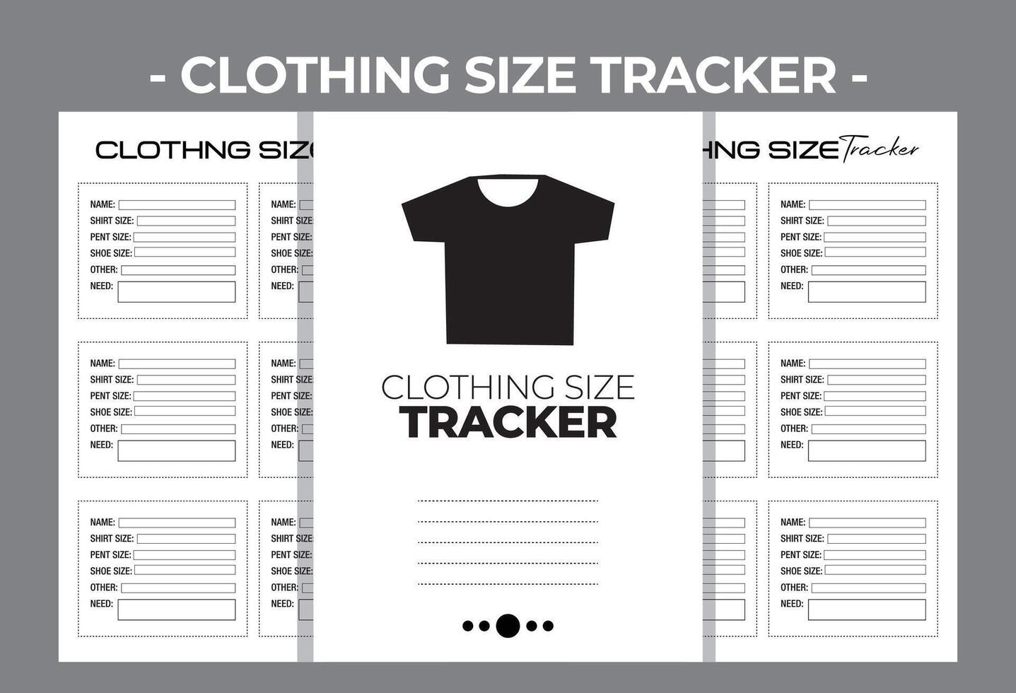 Printable KDP Clothing Size Blank Book Design Template vector