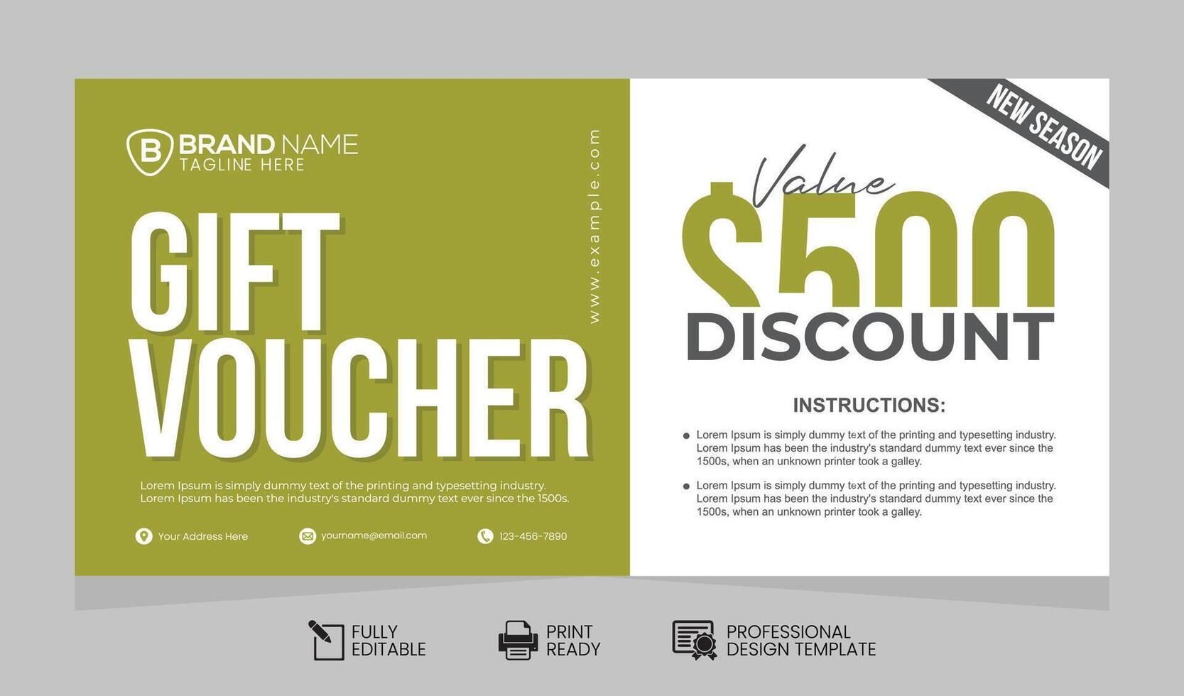 Discount Gift Voucher Design For Promotional Template for Sale Offers, Sale Promotion Gift Voucher Template vector