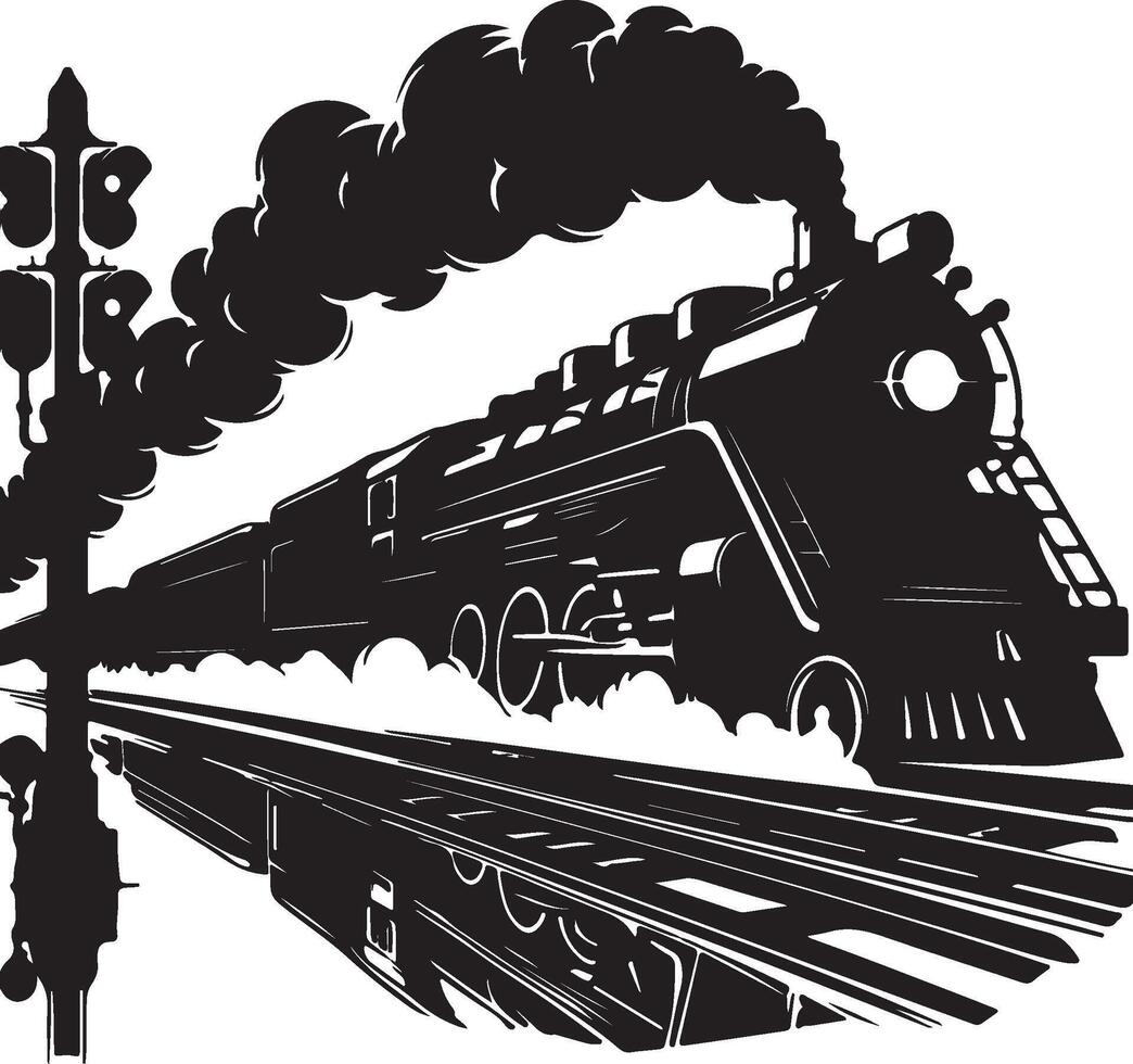 Illustration and Silhouette of Train vector