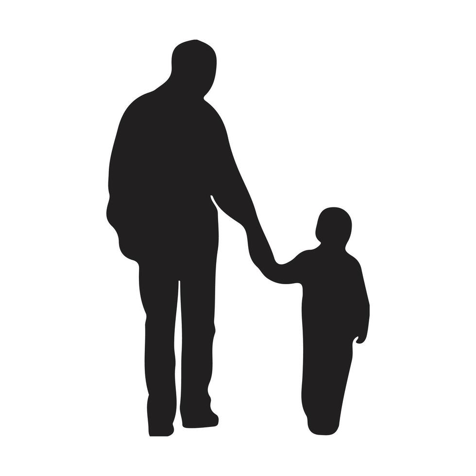Father and Son fathers day Silhouette vector