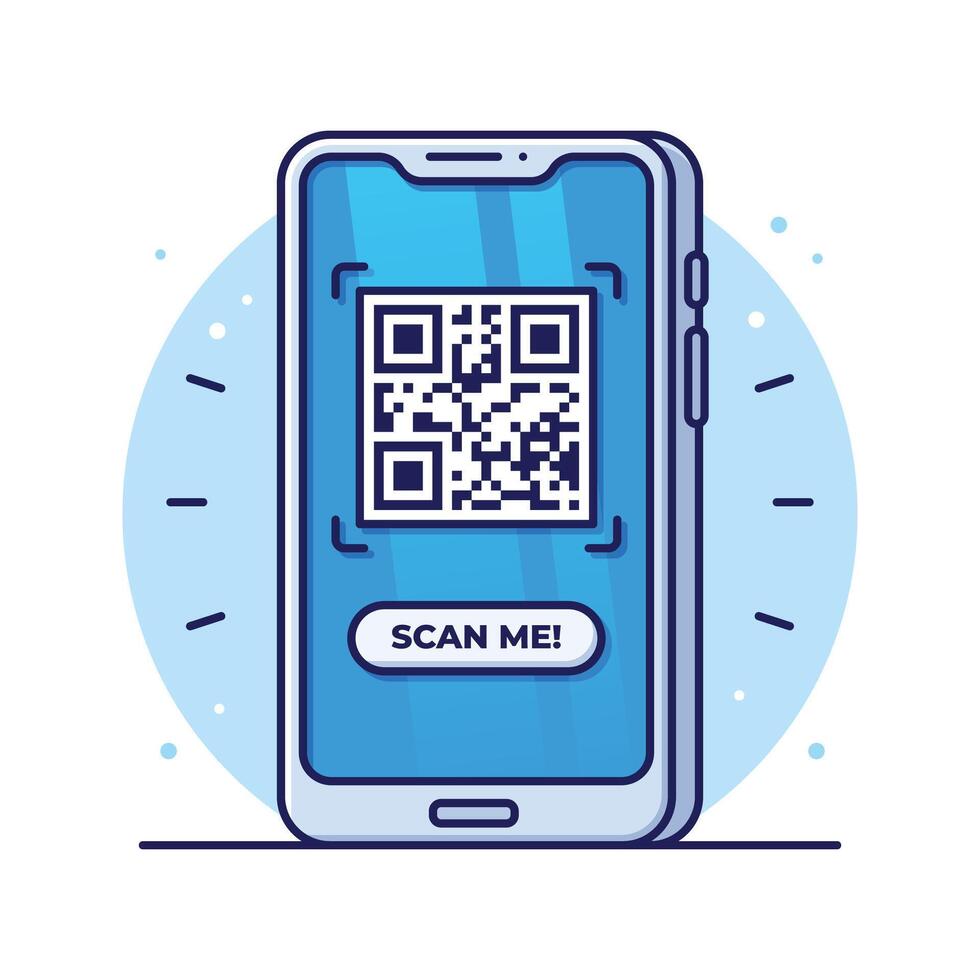 Cartoon Smartphone Scan QR Code Concept Illustration vector